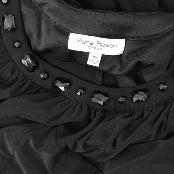 Rena Rowan Black Jewel Neckline Jersey Sleeveless Dress - Picture 11 of 16